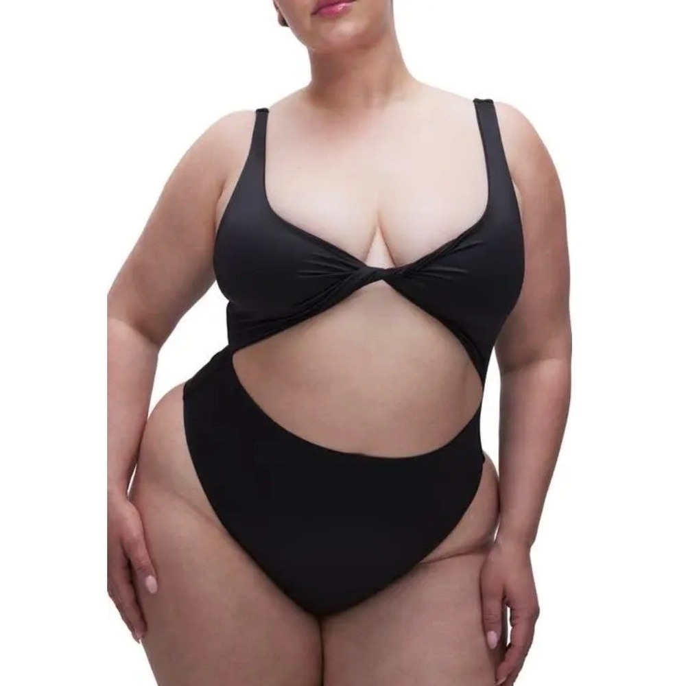 Good American‎ Always Fits Twist One Piece Swimsuit Black GSW0673 Size 5 2XL NEW